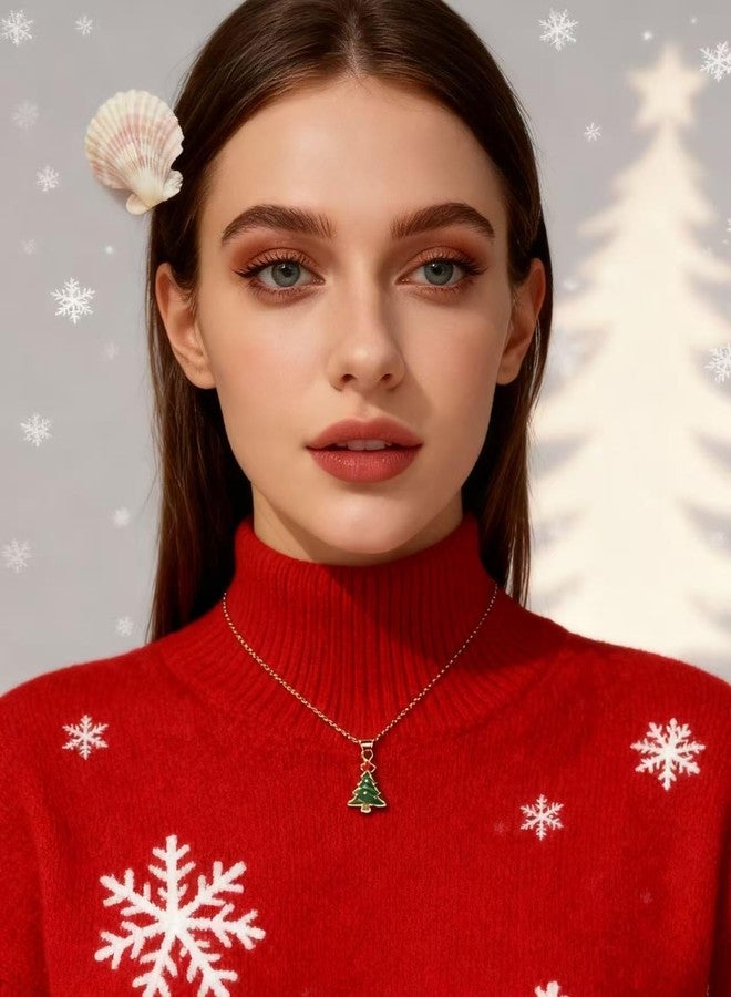 Adoshine Christmas Tree Pendant Necklace, Snowflake Santa Claus Design, Adjustable Chain, Holiday Jewelry Gift (Christmas Tree02) - Image 2